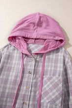 Load image into Gallery viewer, Online Green Checkered Print Loose Fit Buttoned Hooded Shacket
