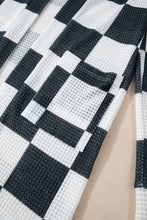 Load image into Gallery viewer, Online Black Checkered Waffle Knit Thumbhole Open Front Cardigan
