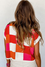 Load image into Gallery viewer, Grapefruit Orange Color Block Cap Sleeve Sweater
