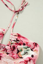 Load image into Gallery viewer, Online Pink Floral Sleeveless Halter Neck Shirred Back Ruffled Mini Dress
