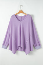 Load image into Gallery viewer, Online Orchid Petal Plus Size Waffle Knit Exposed Seam Flowy Top
