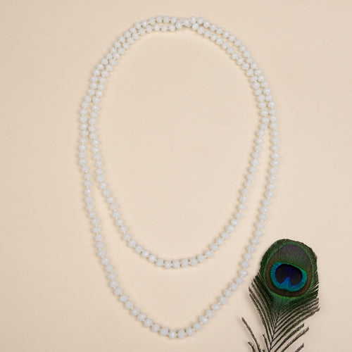Crystal Beaded Necklace-White 2