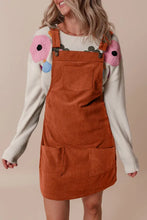 Load image into Gallery viewer, Cinnamon Solid Front Pockets Sleeveless Corduroy Overall Dress
