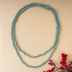Crystal Beaded Necklace-Turquoise Blue