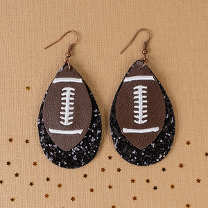 Glitter Football Earrings-black