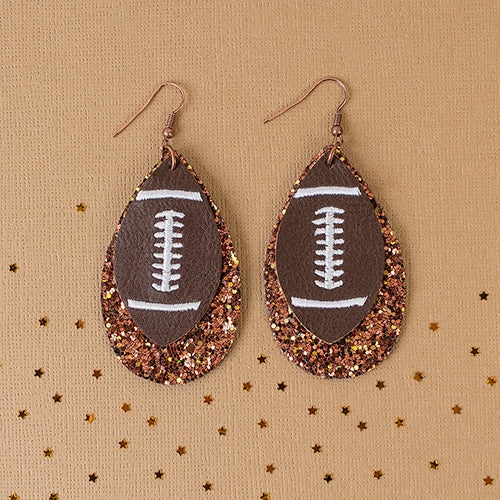 Glitter Football Earrings-brown
