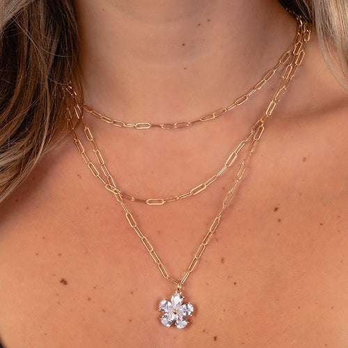 Layered Flower Necklace-gold