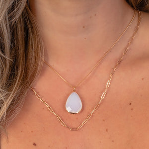 Layered Chain Teardrop Necklace-gold