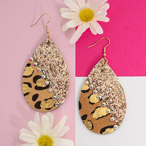 Animal Print Glitter Earrings-gold