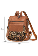 Load image into Gallery viewer, Online Coffee Leopard Patchwork PU Leather Functional Backpack

