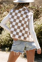 Load image into Gallery viewer, Online Black Checkered Sherpa Collared Jacket Vest
