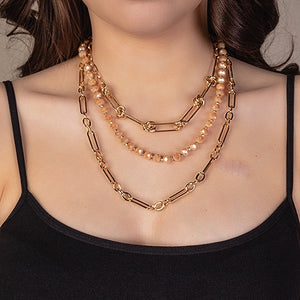 Layered Chain Necklace- Bronze