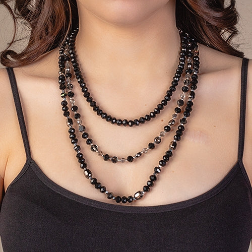 Layered Beaded Necklace- Black 2