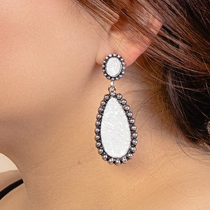 Glitter Earrings-White