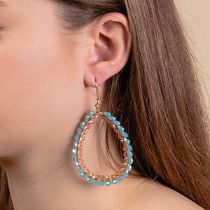 Beaded Hoop Earrings - turquoise