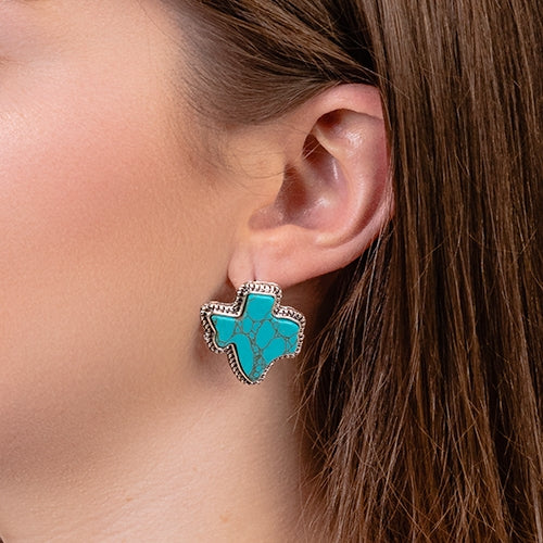 Turquoise Texas Earrings- turquoise silver