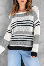 Load image into Gallery viewer, Gray Loose Fit Striped Pattern Sweater
