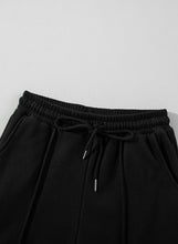 Load image into Gallery viewer, Online Black Solid Seamed Zipper Jacket and Drawstring Waist Pants Set
