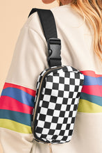 Load image into Gallery viewer, Online White Checkered Print Buckle Wide Belt Crossbody Bag
