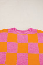 Load image into Gallery viewer, Online Sachet Pink Colorblock Plaid Pattern Ribbed Trim Sweater Tank Top
