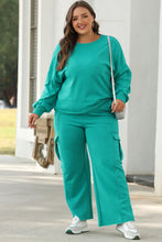 Load image into Gallery viewer, Online Sachet Pink Solid Color Patchwork Pullover Top and Cargo Pants Set
