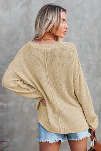 Buttoned Side Split Knit Sweater
