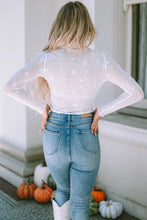 Load image into Gallery viewer, White Star Embellished Sheer Mesh Long Sleeve Top
