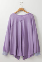 Load image into Gallery viewer, Online Orchid Petal Plus Size Waffle Knit Exposed Seam Flowy Top
