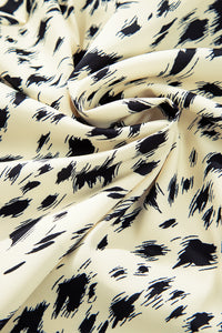 Online Black Ribbed Knit Patchwork Printed Belted A-line Dress