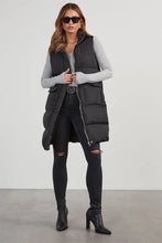 Load image into Gallery viewer, Black Windproof Longline Full Zipper Puffer Vest with Pockets
