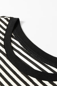 Online Pink Stripe Loose Drop Shoulder Long Sleeve Top