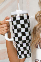 Load image into Gallery viewer, Online Blackish Green Full Rhinestone Checkerboard Handled Tumbler 40oz
