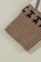 Load image into Gallery viewer, Online Brown Western Printed Ribbed Trim Collared Zip up Cardigan
