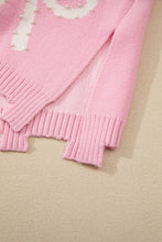 Load image into Gallery viewer, Online Pearl Beaded Bowknot Pattern Distressed Split Hem Sweater
