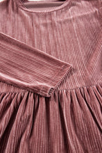 Load image into Gallery viewer, Online Apricot Pink Plus Size Velvet Ribbed Knit Tiered Ruffled Mini Dress
