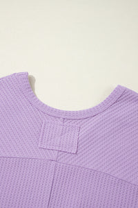 Online Orchid Petal Plus Size Waffle Knit Exposed Seam Flowy Top