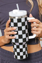 Load image into Gallery viewer, Online Blackish Green Full Rhinestone Checkerboard Handled Tumbler 40oz
