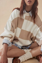 Load image into Gallery viewer, Online Green Checkered Side Slits Drop Shoulder Oversized Sweater
