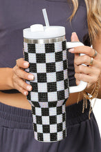 Load image into Gallery viewer, Online Blackish Green Full Rhinestone Checkerboard Handled Tumbler 40oz
