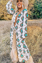 Load image into Gallery viewer, Online White Western Aztec Print Duster Open Front Top
