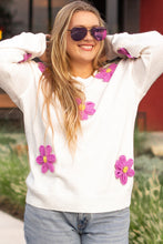 Load image into Gallery viewer, Online White Plus Size Flower Crochet Drop Shoulder Knit Sweater
