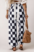 Load image into Gallery viewer, Online Black Checkerboard Elastic Waist Pocketed Joggers
