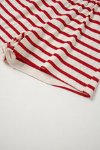 Load image into Gallery viewer, Online Red Stripe Lace-up Front Top and High Waist Shorts Set
