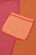 Load image into Gallery viewer, Online Orange Textured Knit Color Block Patchwork Chest Pocket Plus Size Top
