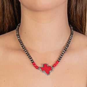Texas Choker -Red and Silver