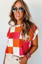 Load image into Gallery viewer, Grapefruit Orange Color Block Cap Sleeve Sweater
