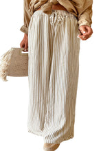 Load image into Gallery viewer, Online Khaki Stripe Plus Size Drawstring High Waist Wide Leg Pants

