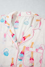 Load image into Gallery viewer, Online White Plus Size Wine Glass Print Bow Knot Pajama Set
