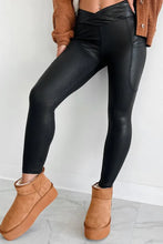 Load image into Gallery viewer, Black V Crossover High Waist Pocketed Leggings
