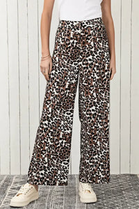Leopard High Waist Wide Leg Pants